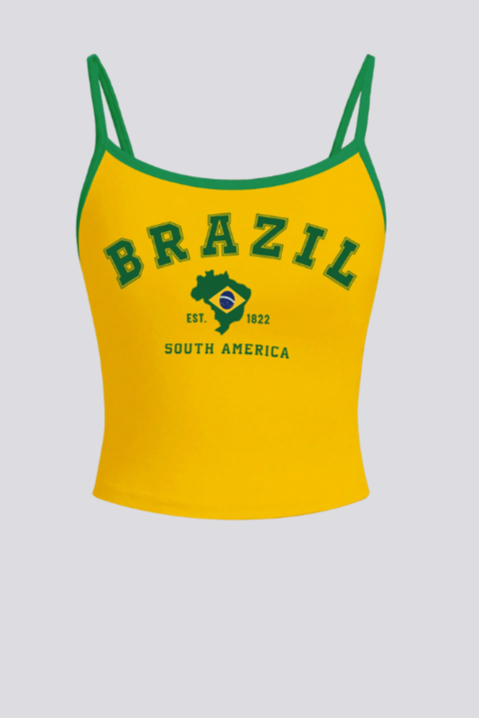 Top de camisola gráfico com letras do Brasil Y2K