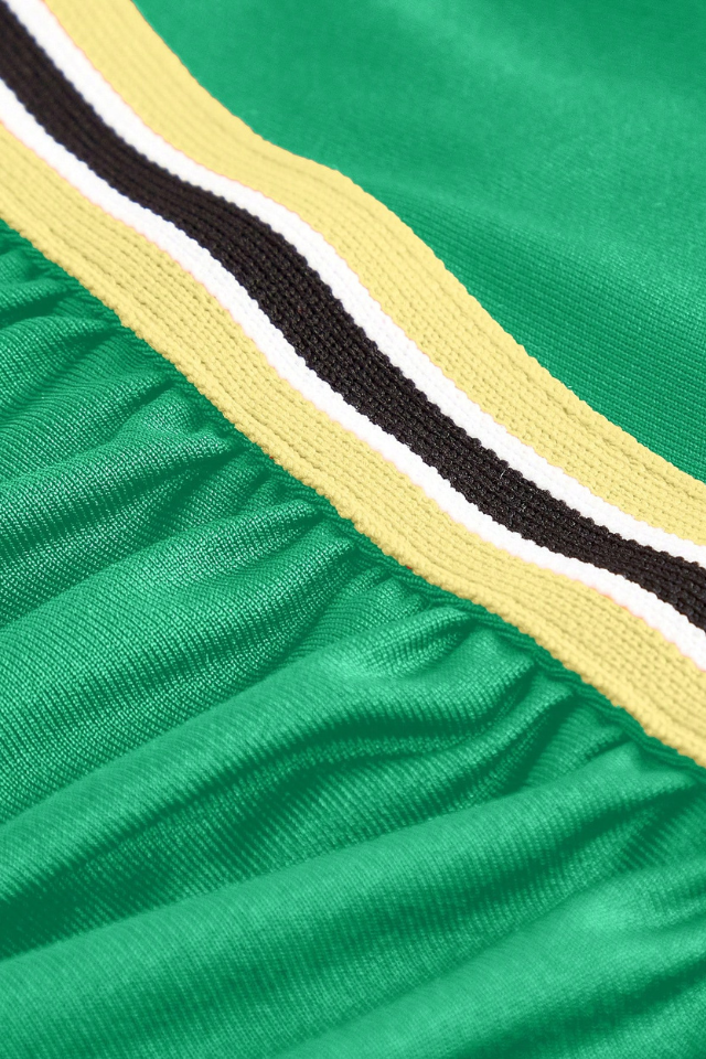 Top Verão Esportivo Com Padrão De Letras Contraste De Cores Plissado Com Gola Halter