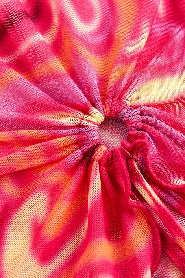 Top Sem Alças Impresso vermelho marmore