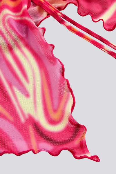 Top Sem Alças Impresso vermelho marmore