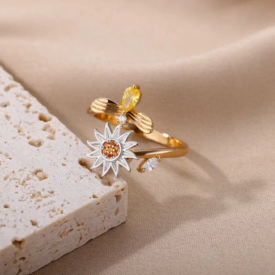 Anel Flor & Abelha(COMPRE 1 E LEVE UM BRINDE)