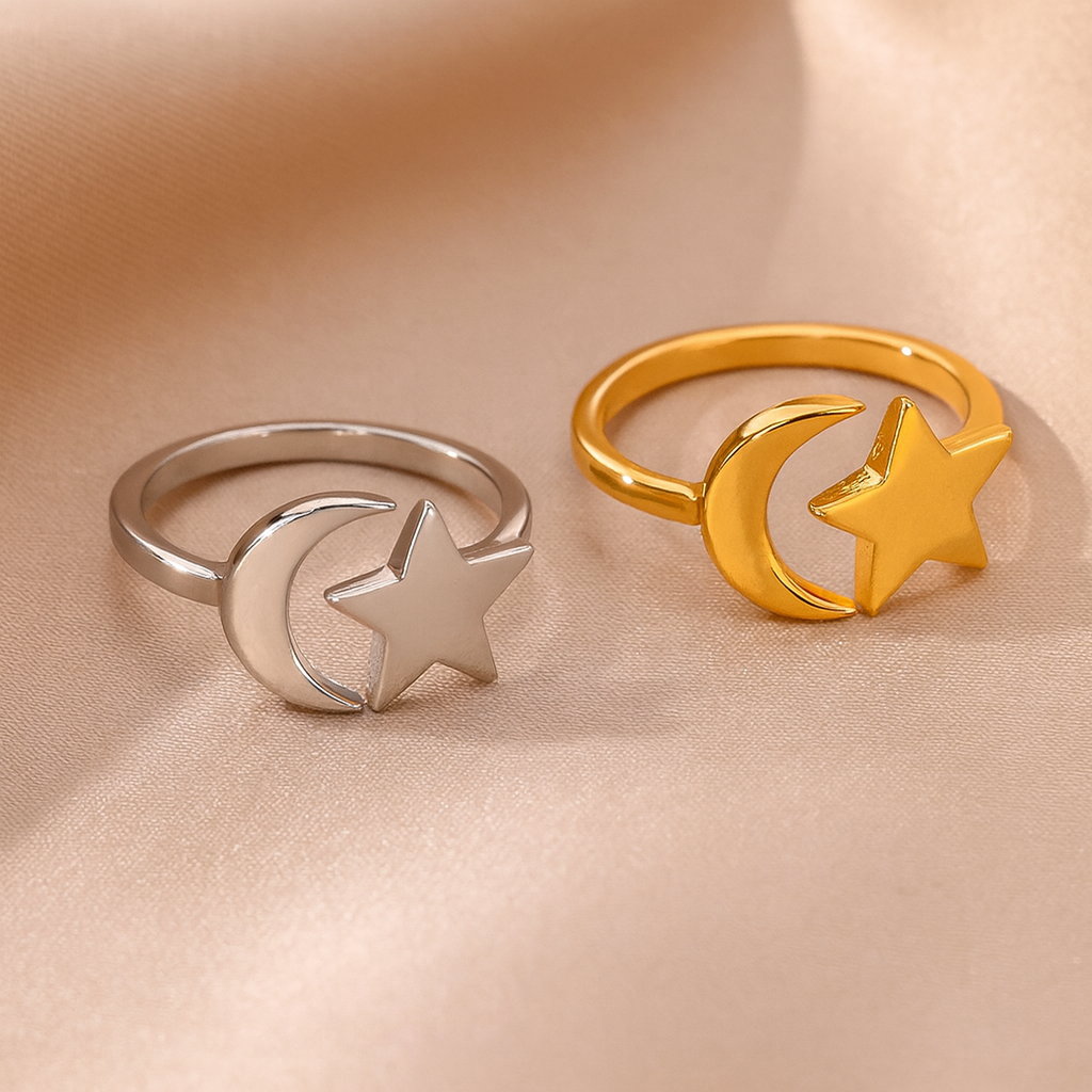Anel Estrela & Lua (COMPRE 1 E LEVE UM BRINDE)