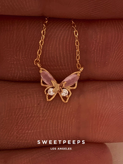 Hazelnut Butterfly Necklace