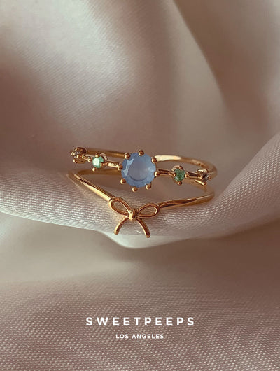 Ribbon Blue Gem Ring