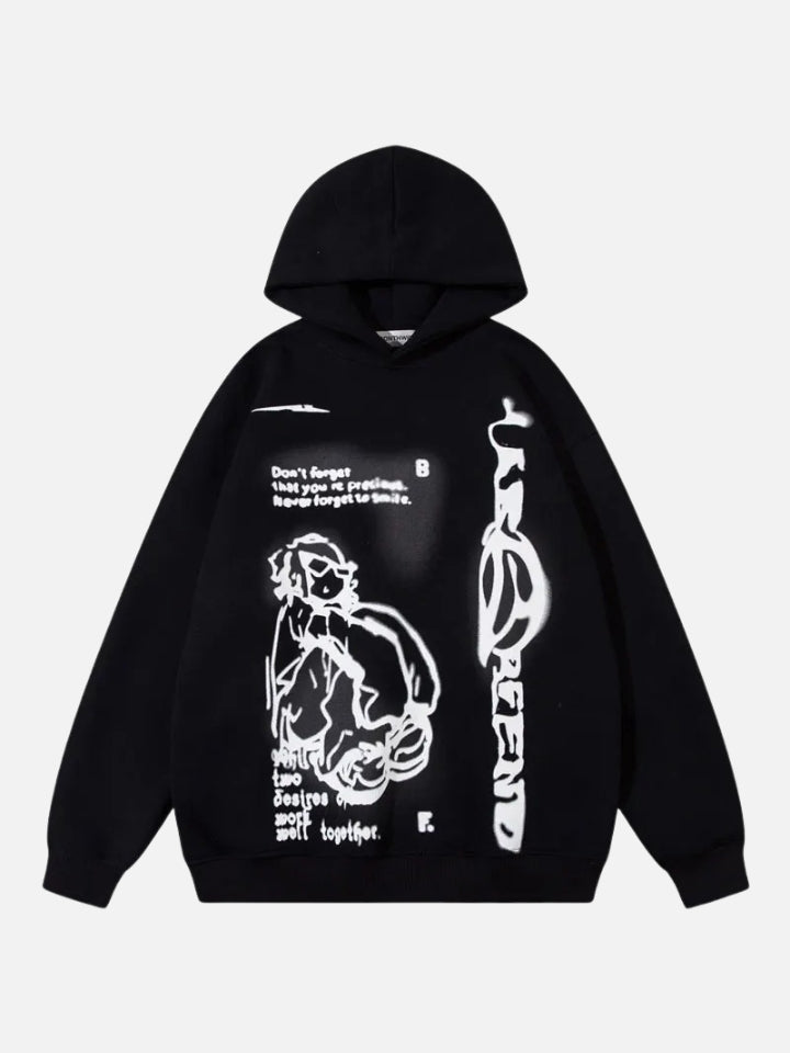 Blusa Moletom com Capuz 'Cartoon Print'