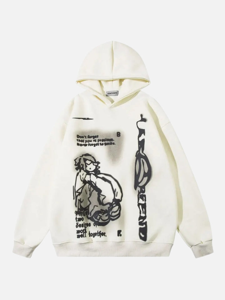 Blusa Moletom com Capuz 'Cartoon Print'