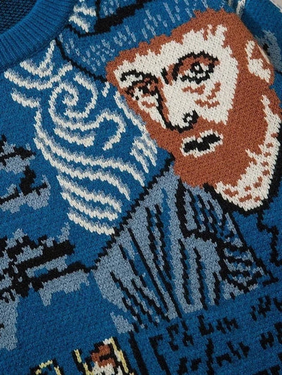 Blusa Suéter Azul de lã 'Van Gogh'