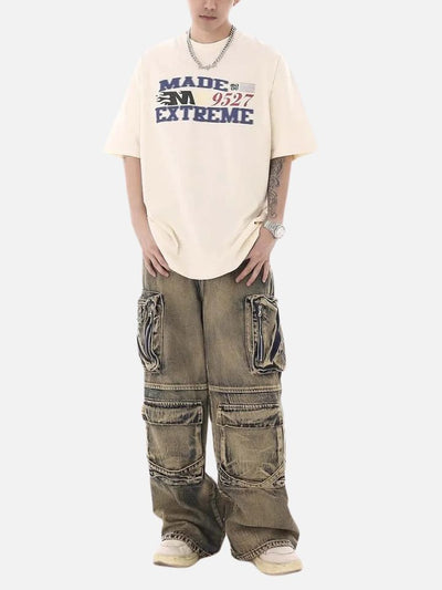 Calça Baggy Jeans Masculina Multi Bolsos