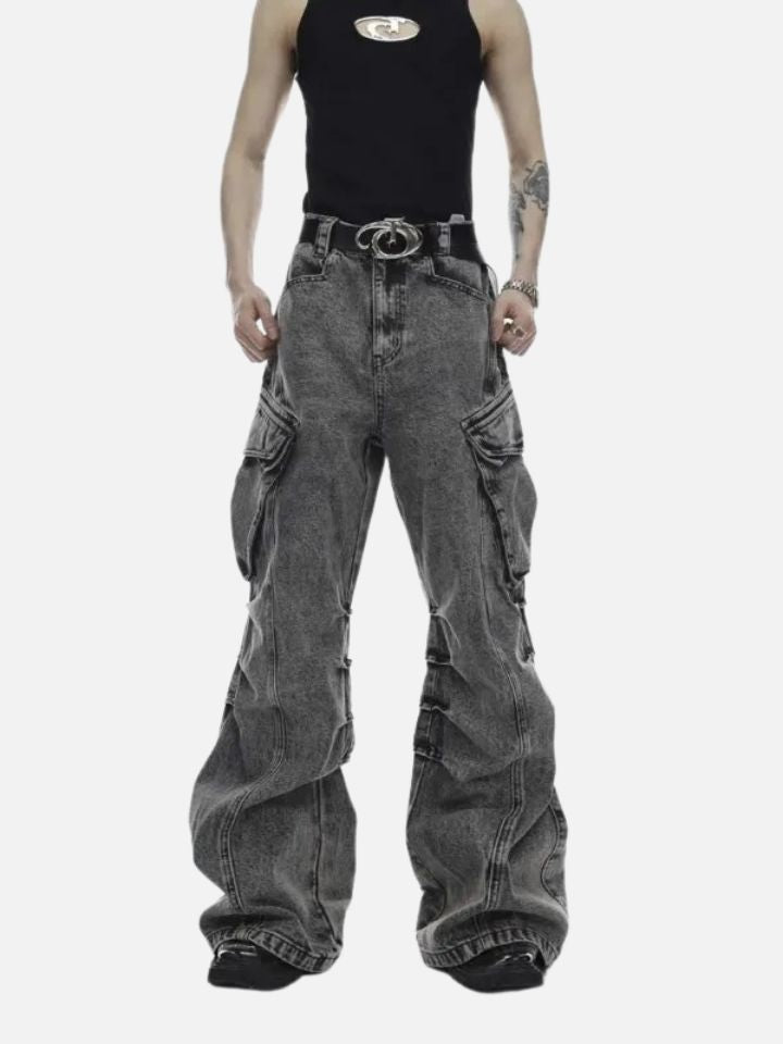 Calça Jeans Masculina Wide Leg 'Punk Wear'