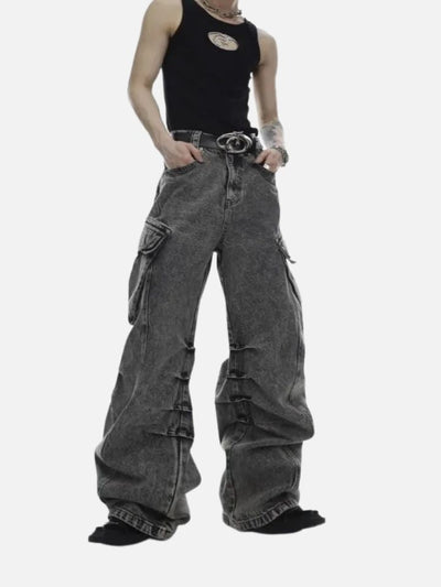 Calça Jeans Masculina Wide Leg 'Punk Wear'