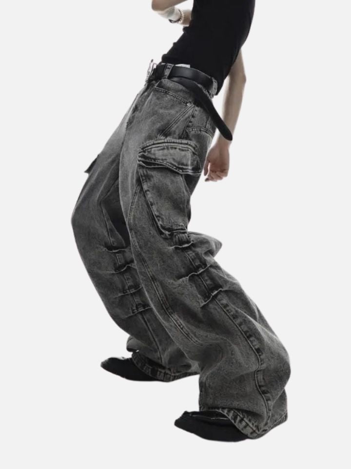 Calça Jeans Masculina Wide Leg 'Punk Wear'