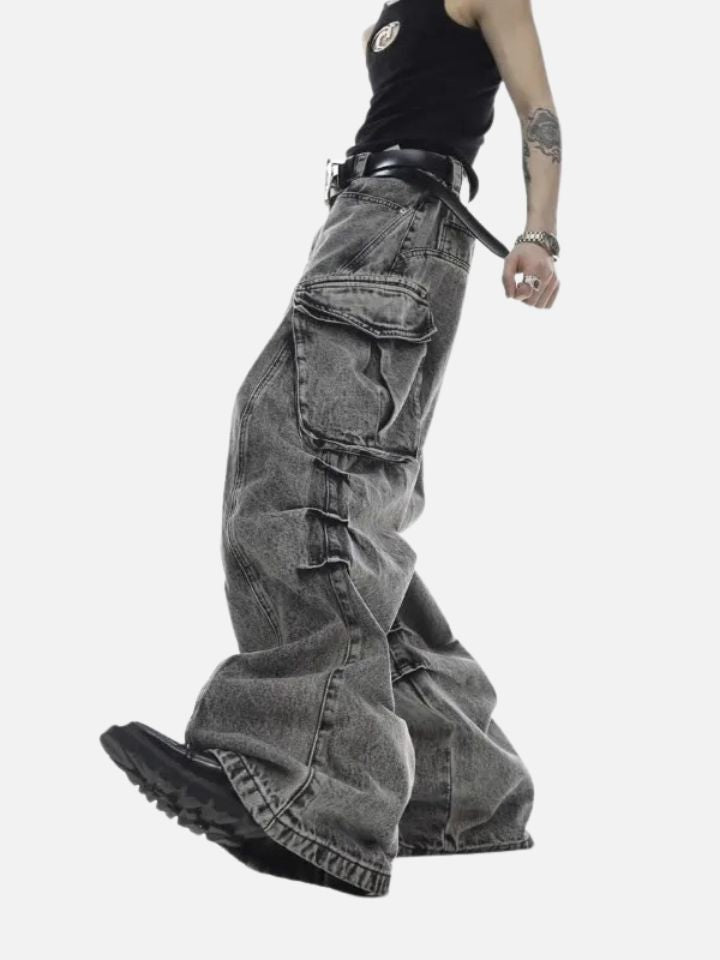 Calça Jeans Masculina Wide Leg 'Punk Wear'