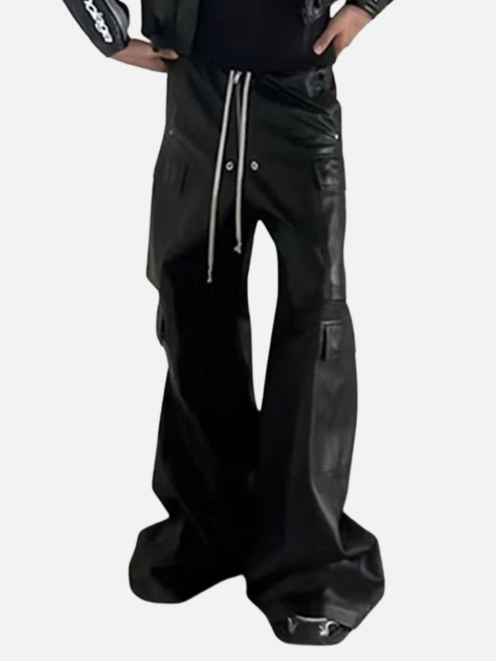 Calça Baggy de Couro Preto Pitch Black
