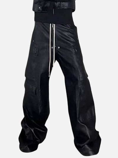 Calça Baggy de Couro Preto Pitch Black