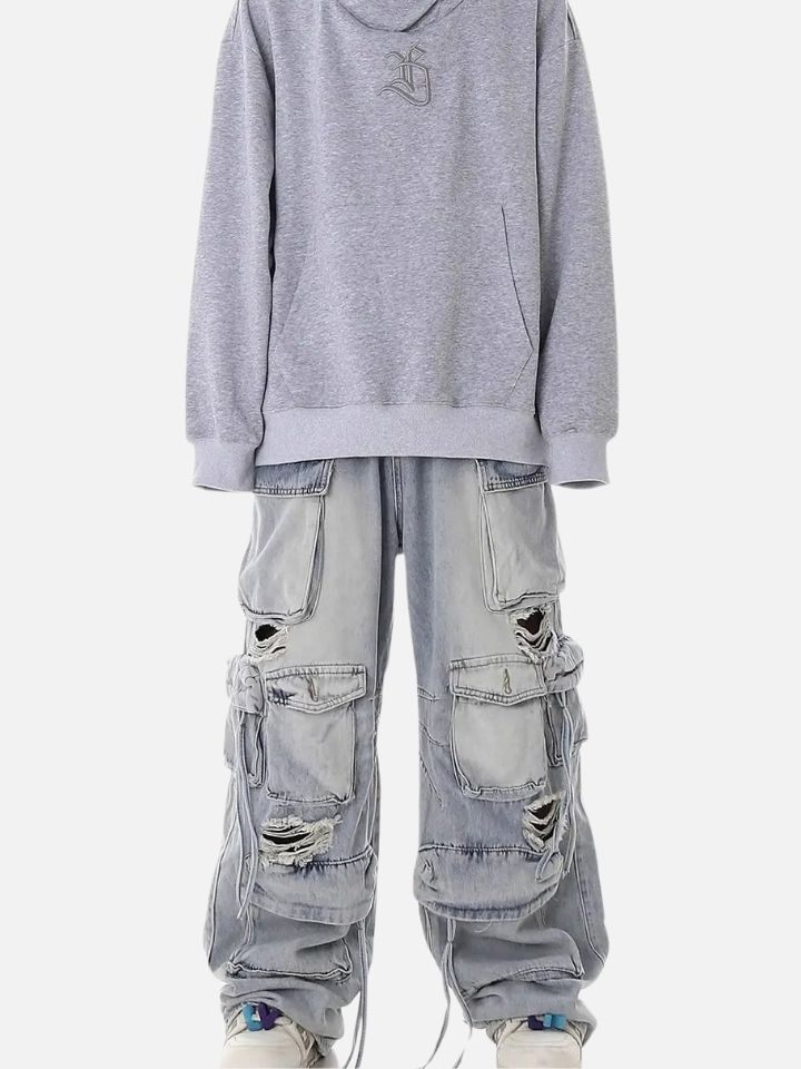 Calça Jeans Baggy Rasgada 'Pockets'