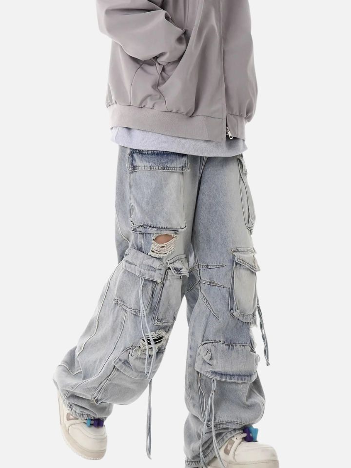 Calça Jeans Baggy Rasgada 'Pockets'