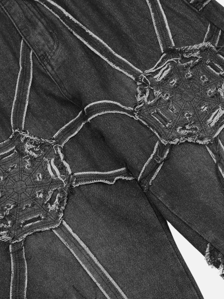 Calça Jeans Reta Preto 'Spider Web'