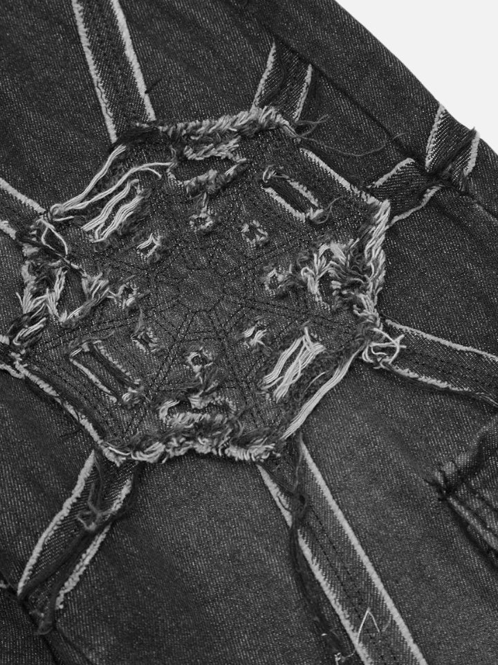 Calça Jeans Reta Preto 'Spider Web'