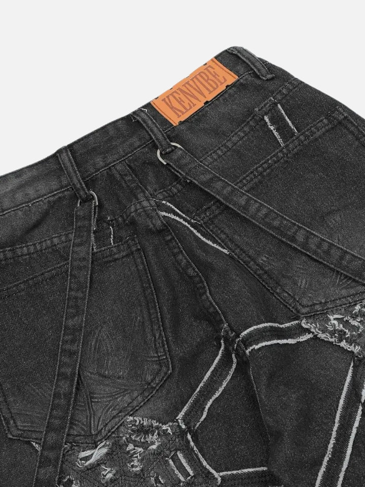 Calça Jeans Reta Preto 'Spider Web'