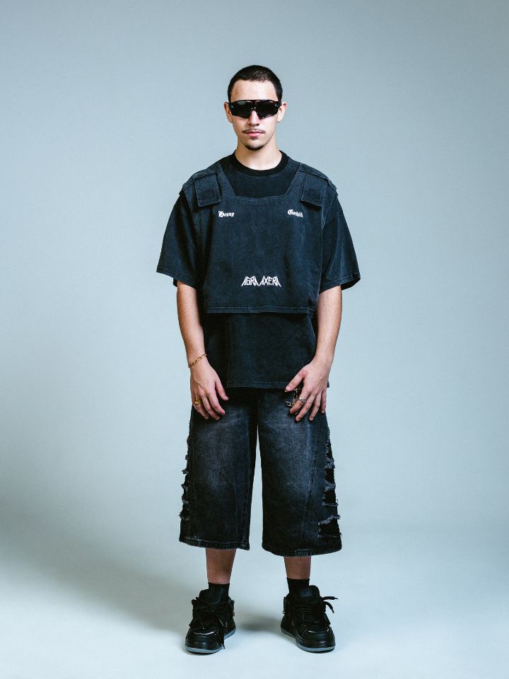 Bermuda Jeans Jorts Preto SharkSide