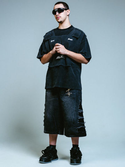 Bermuda Jeans Jorts Preto SharkSide