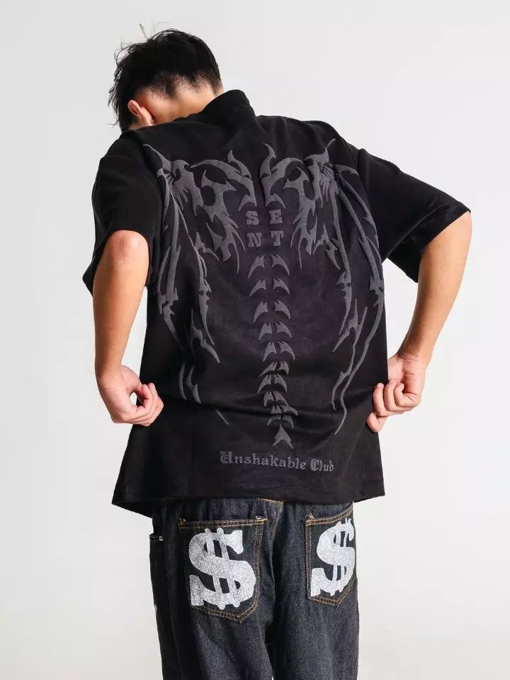 Camiseta Oversized em Suede 'Fallen'