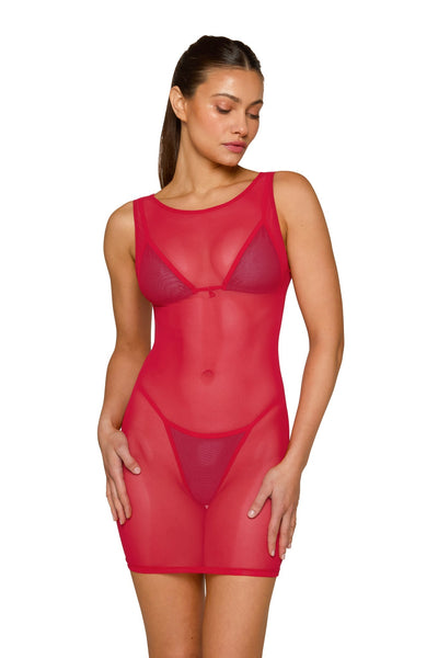 MESH DRESS RED
