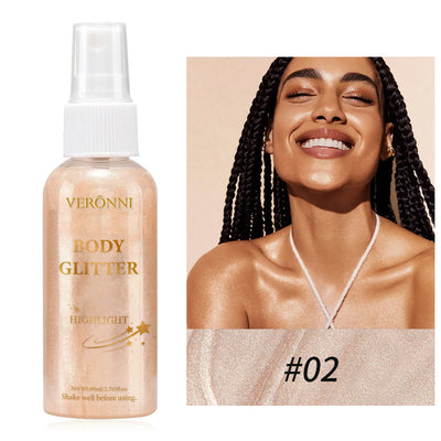 VERONNI Cross-border Waterproof Sulfur Light Spray Lasting Repair Liquid High Glow Face Body High Glow Fine Flash