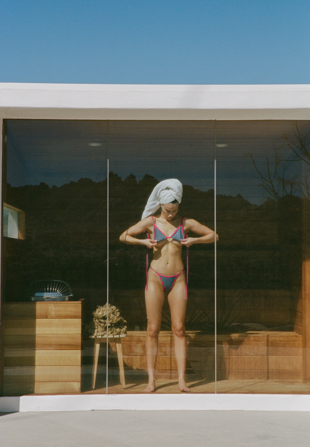 LUMI TOP DENIM & RED