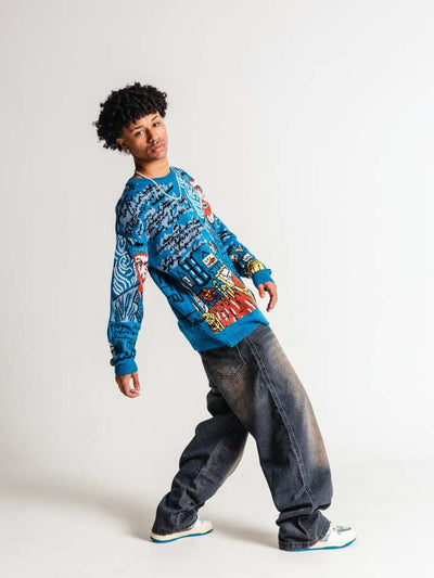 Blusa Suéter Azul de lã 'Van Gogh'